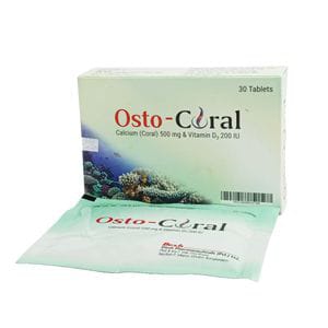 Tablet Osto-coral D 500mg+200iu (30pcs) (Coral calcim+Vitamin d3) (Desh Phrm)